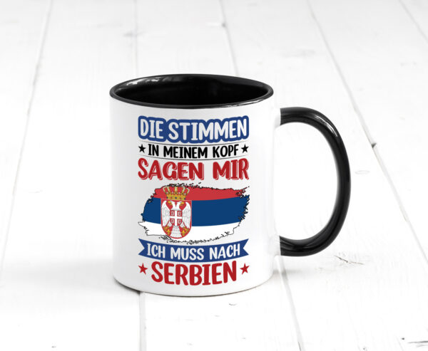 Serbien | Urlaub | Stimmen in meinem Kopf | Traumland Farbige Tasse - Kaffeetasse / Geschenk / Familie