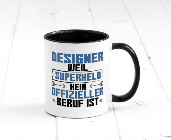 Superheld Designer Beruf | Mode Farbige Tasse - Kaffeetasse / Geschenk / Familie