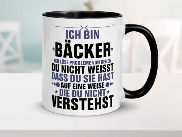 Löse Probleme: Bäcker | Bäckerei | Backen | Konditor Farbige Tasse - Kaffeetasse / Geschenk / Familie