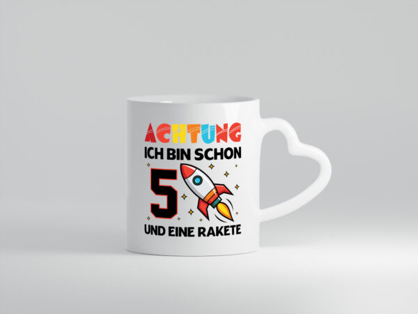 5. Geburtstag | Rakete | Weltraum | 5 Jahre | Galaxy - Herzhenkel Tasse - Kaffeetasse / Geschenk / Familie