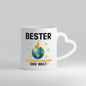 Welt Bester Feuerwehrmann | Feuerwehr - Herzhenkel Tasse - Kaffeetasse / Geschenk / Familie