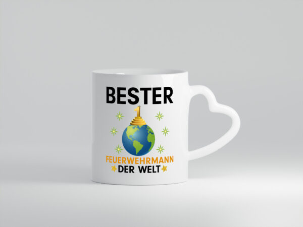 Welt Bester Feuerwehrmann | Feuerwehr - Herzhenkel Tasse - Kaffeetasse / Geschenk / Familie