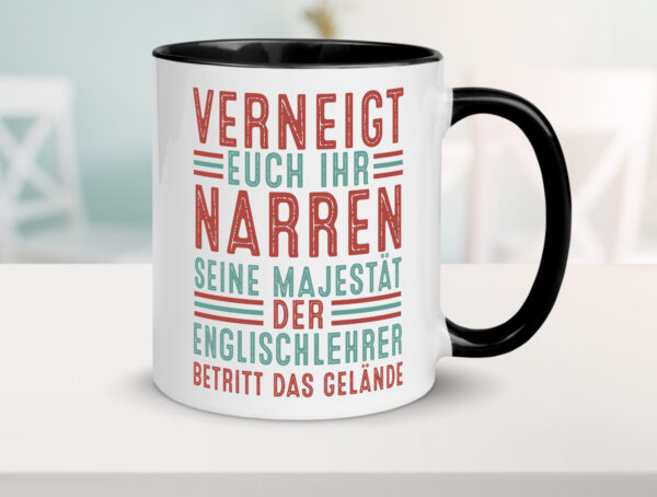 Verneigt euch: Englischlehrer | Schule | Englisch Farbige Tasse - Kaffeetasse / Geschenk / Familie