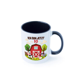 10. Geburtstag | 9 Jahre | Bauernhof und Tiere Farbige Tasse - Kaffeetasse / Geschenk / Familie