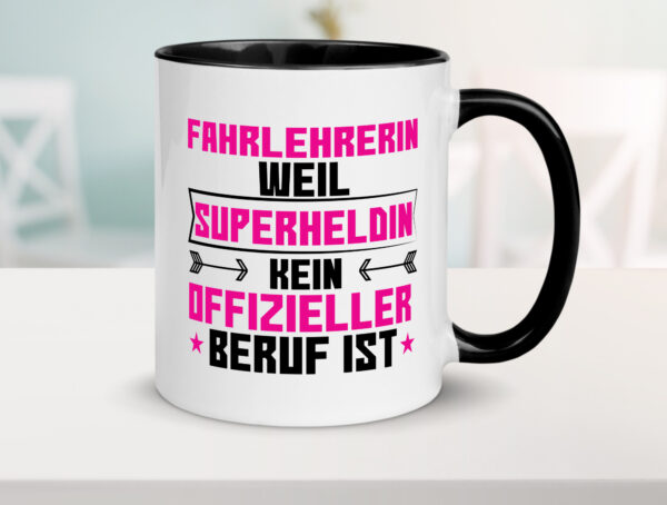 Superheldin Fahrlehrerin | Fahrschule Farbige Tasse - Kaffeetasse / Geschenk / Familie