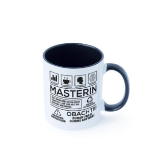 Achtung Probleme Masterin | Student | Uni | Master Studium Farbige Tasse - Kaffeetasse / Geschenk / Familie