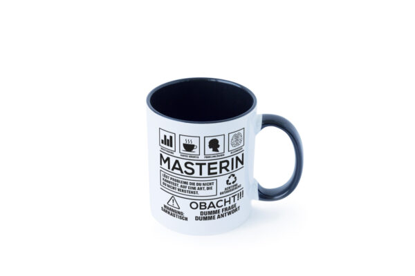 Achtung Probleme Masterin | Student | Uni | Master Studium Farbige Tasse - Kaffeetasse / Geschenk / Familie