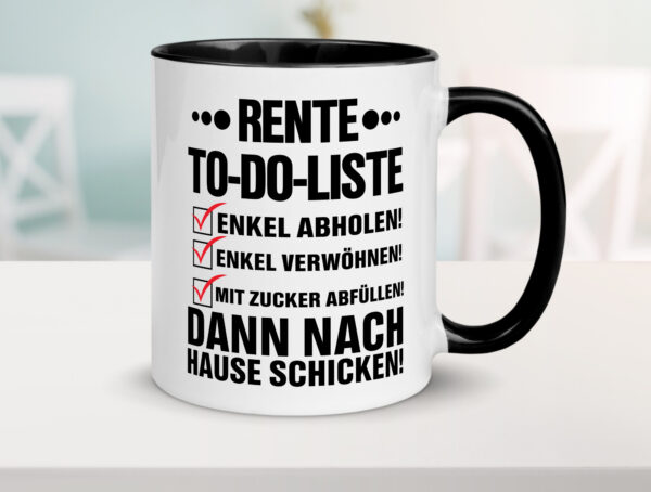 Rente To-Do-Liste | Rentner Tasse | Enkel verwöhnen Farbige Tasse - Kaffeetasse / Geschenk / Familie