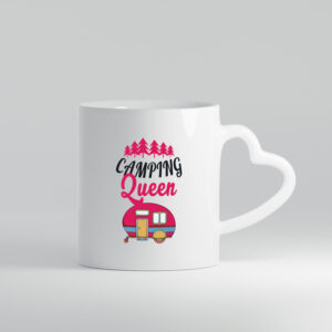 Camping Queen | Camping | Natur | Lagerfeuer - Herzhenkel Tasse - Kaffeetasse / Geschenk / Familie