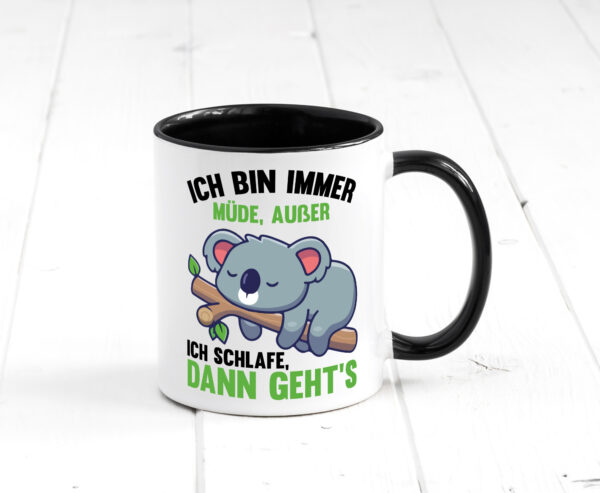 Ich bin immer müde | Schlafmütze | Koala Comic | Schlafen Farbige Tasse - Kaffeetasse / Geschenk / Familie