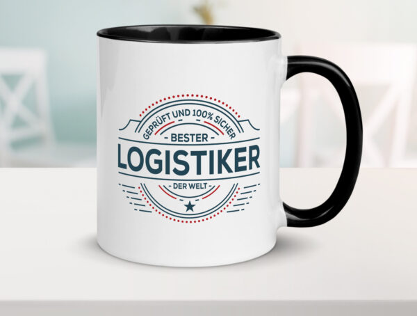 Geprüft und sicher: Logistiker | Beruf Logistik Farbige Tasse - Kaffeetasse / Geschenk / Familie