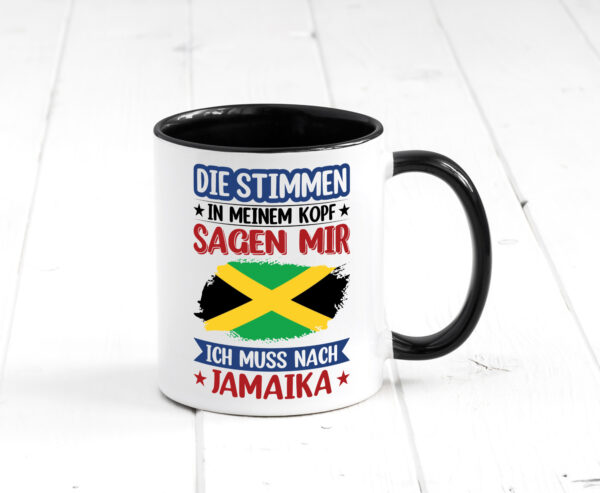 Jamaika | Urlaub | Stimmen in meinem Kopf | Traumland Farbige Tasse - Kaffeetasse / Geschenk / Familie