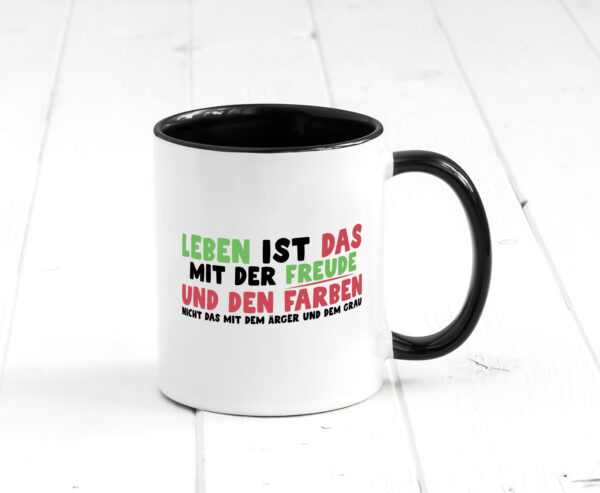 Leben | Freude | Farben | Lebensfreude | bunter Smiley Farbige Tasse - Kaffeetasse / Geschenk / Familie