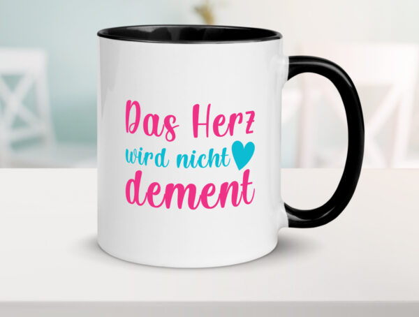 Herz wird nicht dement | Herz Farbige Tasse - Kaffeetasse / Geschenk / Familie