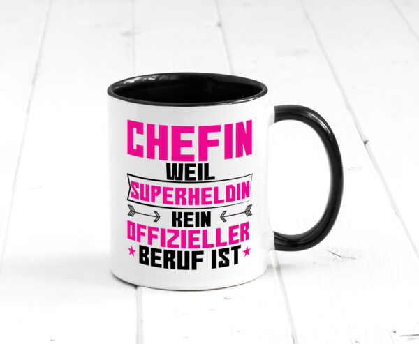 Superheldin Chefin | Führungskraft | Vorgesetzte Farbige Tasse - Kaffeetasse / Geschenk / Familie