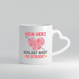 Mein Herz strickt | Wollherz | Stricknadel - Herzhenkel Tasse - Kaffeetasse / Geschenk / Familie