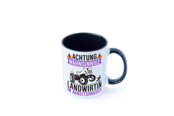 Landwirtin im Arbeitsrausch | Bauer | Achtung! Farbige Tasse - Kaffeetasse / Geschenk / Familie