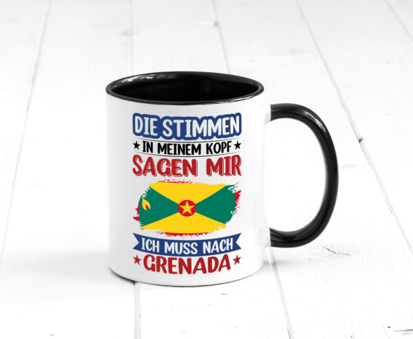 Grenada | Urlaub | Stimmen in meinem Kopf | Traumland Farbige Tasse - Kaffeetasse / Geschenk / Familie