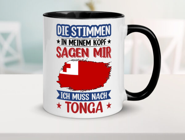 Tonga | Urlaub | Stimmen in meinem Kopf | Traumland Farbige Tasse - Kaffeetasse / Geschenk / Familie