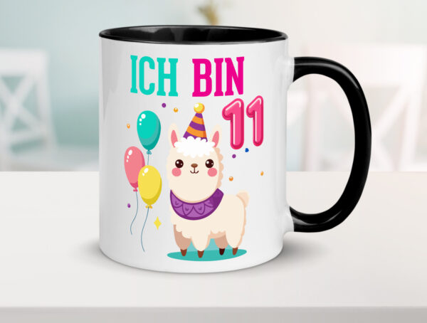 11. Geburtstag | 11 Jahre | Lama | Alpaka Farbige Tasse - Kaffeetasse / Geschenk / Familie