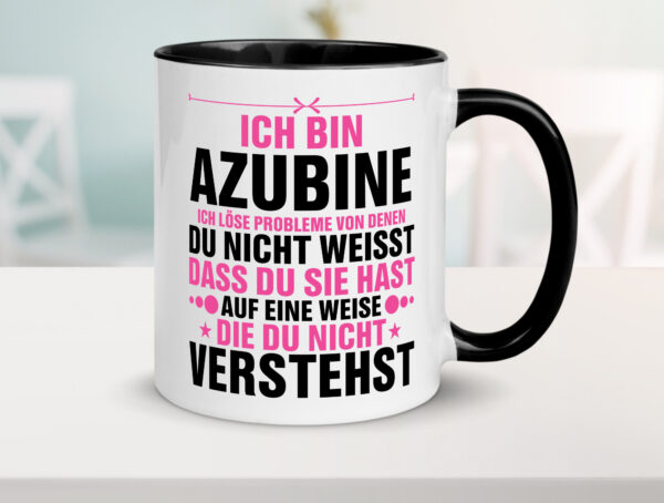 Löse Probleme: Azubine | Ausbildung | Lehre | Lehrling Farbige Tasse - Kaffeetasse / Geschenk / Familie