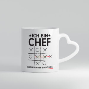 Lösung Finden: Chef | Führungskraft | Vorgesetzter - Herzhenkel Tasse - Kaffeetasse / Geschenk / Familie