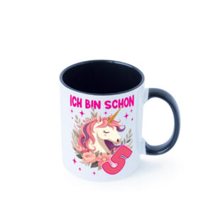 5. Geburtstag | 5 Jahre | Einhorn | Mädchen Farbige Tasse - Kaffeetasse / Geschenk / Familie