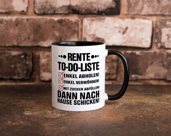 Rente To-Do-Liste | Rentner Tasse | Enkel verwöhnen Farbige Tasse - Kaffeetasse / Geschenk / Familie