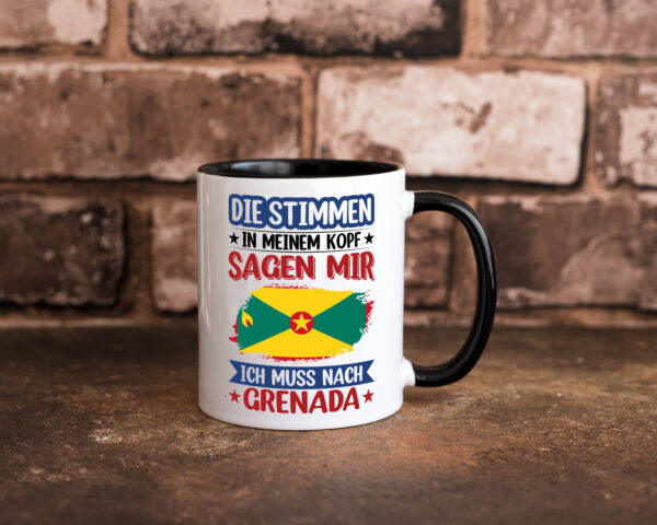 Grenada | Urlaub | Stimmen in meinem Kopf | Traumland Farbige Tasse - Kaffeetasse / Geschenk / Familie