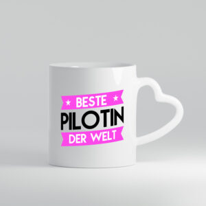 Beste Pilotin | Definition Piloten - Herzhenkel Tasse - Kaffeetasse / Geschenk / Familie