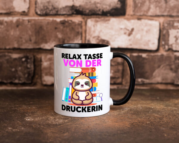 Relax Tasse: Druckerin | Druckerei | Print Medien Farbige Tasse - Kaffeetasse / Geschenk / Familie