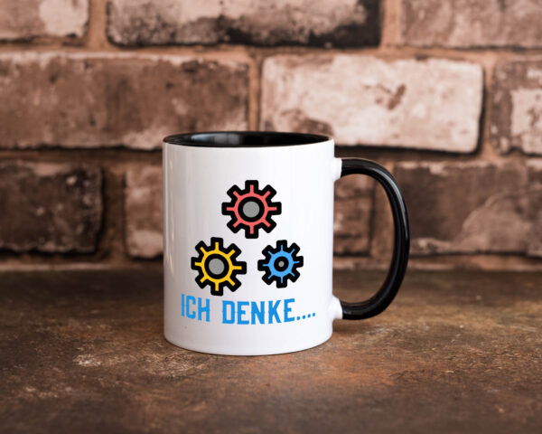 Ich denke | Nachdenken | Zahnräder | Gedanken kreisen Farbige Tasse - Kaffeetasse / Geschenk / Familie