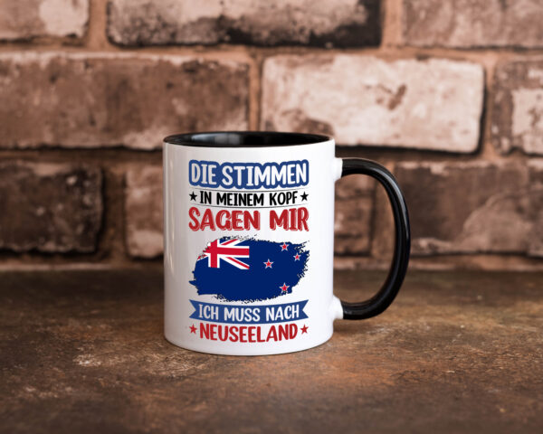 Neuseeland | Urlaub | Stimmen in meinem Kopf | Traumland Farbige Tasse - Kaffeetasse / Geschenk / Familie