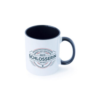 Geprüft und sicher: Schlosserin | Schlosserei Farbige Tasse - Kaffeetasse / Geschenk / Familie