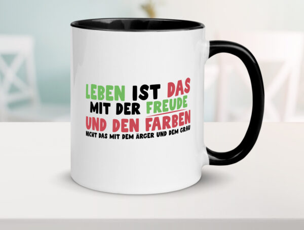 Leben | Freude | Farben | Lebensfreude | bunter Smiley Farbige Tasse - Kaffeetasse / Geschenk / Familie