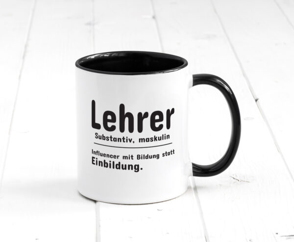 Lehrer Influencer | Beruf Spruch | Definition | Humor Farbige Tasse - Kaffeetasse / Geschenk / Familie