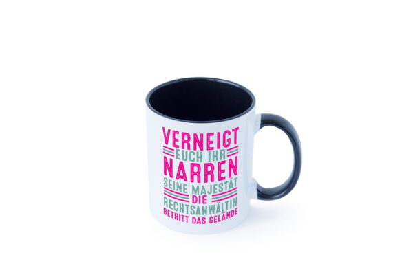 Verneigt euch: Rechtsanwältin | Jurstin | Anwältin Farbige Tasse - Kaffeetasse / Geschenk / Familie