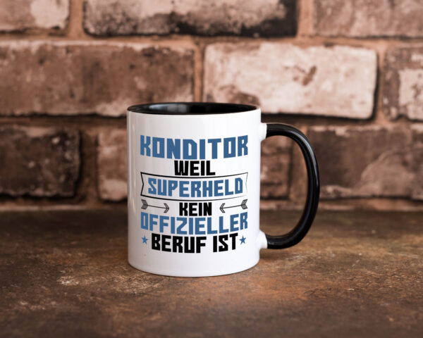 Superheld Konditor | Konditorei Farbige Tasse - Kaffeetasse / Geschenk / Familie