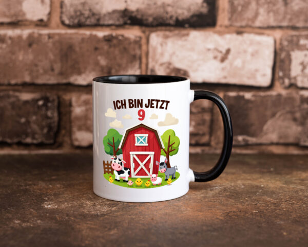 9. Geburtstag | 8 Jahre | Bauernhof und Tiere Farbige Tasse - Kaffeetasse / Geschenk / Familie