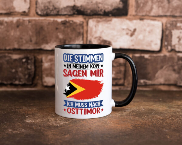 Osttimor | Urlaub | Stimmen in meinem Kopf | Traumland Farbige Tasse - Kaffeetasse / Geschenk / Familie