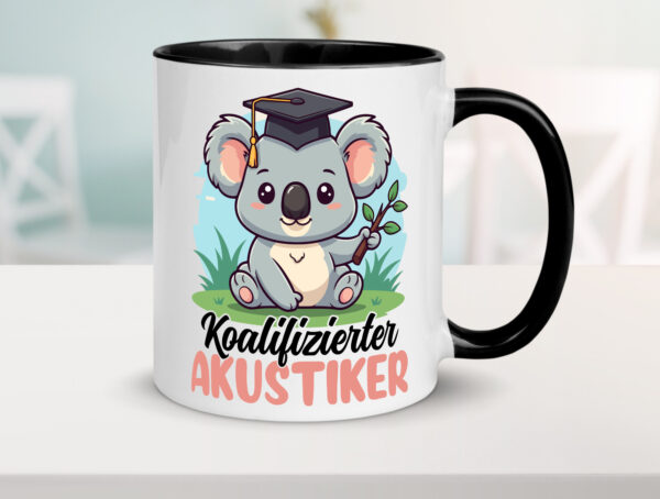 Koalifizierter Akustiker | Akustik | Hörgeräteakustik Farbige Tasse - Kaffeetasse / Geschenk / Familie