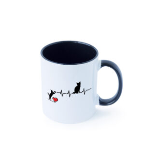 Katzen | Herz | Herzschlag Farbige Tasse - Kaffeetasse / Geschenk / Familie