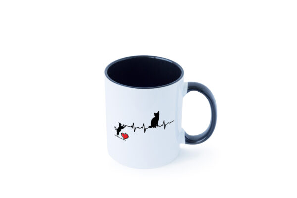 Katzen | Herz | Herzschlag Farbige Tasse - Kaffeetasse / Geschenk / Familie