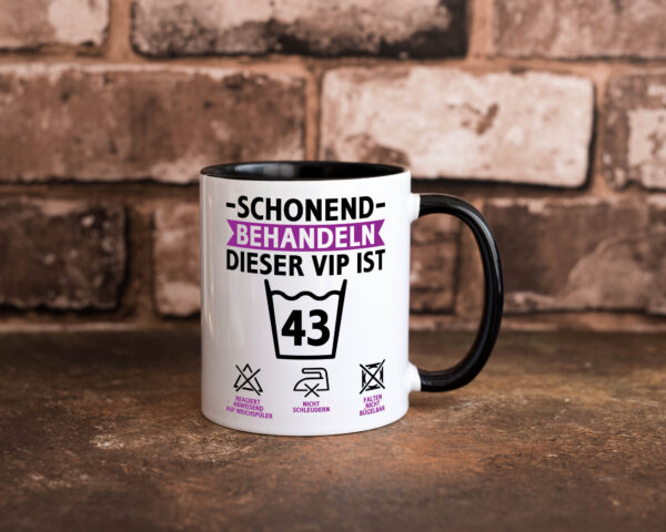 43 Geburtstag | schonend behandeln | 43 Jahre Farbige Tasse - Kaffeetasse / Geschenk / Familie