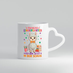 Bin jetzt in der Schule | Schulbeginn | Einschulung - Herzhenkel Tasse - Kaffeetasse / Geschenk / Familie