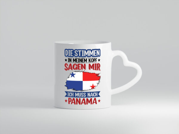 Panama | Urlaub | Stimmen in meinem Kopf | Traumland - Herzhenkel Tasse - Kaffeetasse / Geschenk / Familie