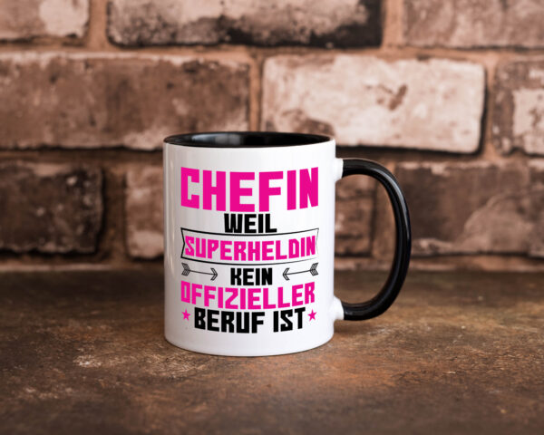 Superheldin Chefin | Führungskraft | Vorgesetzte Farbige Tasse - Kaffeetasse / Geschenk / Familie