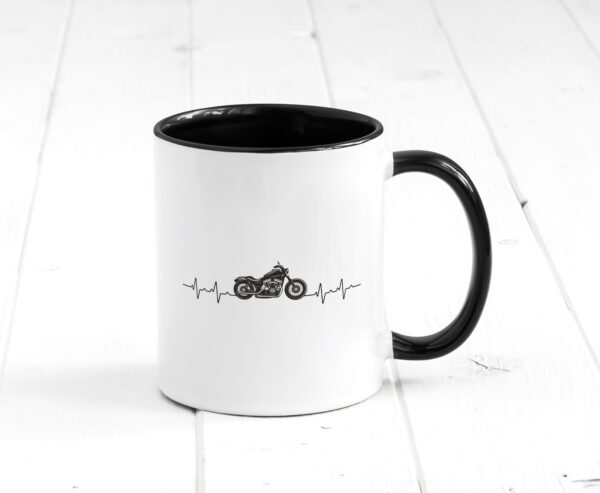 Motorrad | Herzschlag Farbige Tasse - Kaffeetasse / Geschenk / Familie