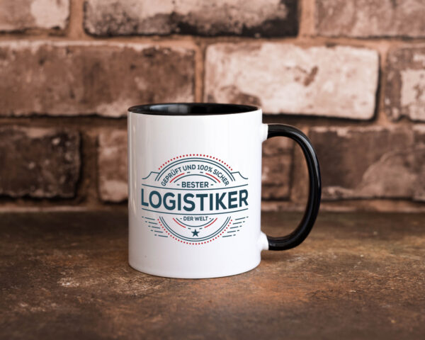 Geprüft und sicher: Logistiker | Beruf Logistik Farbige Tasse - Kaffeetasse / Geschenk / Familie