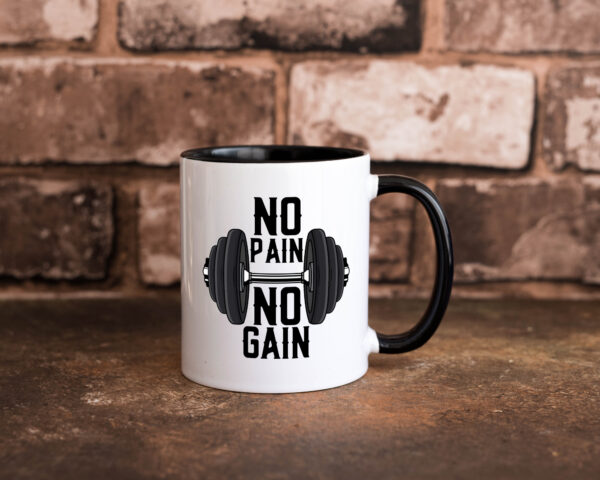 No Pain No Gain | Training | Motivation | Fitness | Pumpen Farbige Tasse - Kaffeetasse / Geschenk / Familie